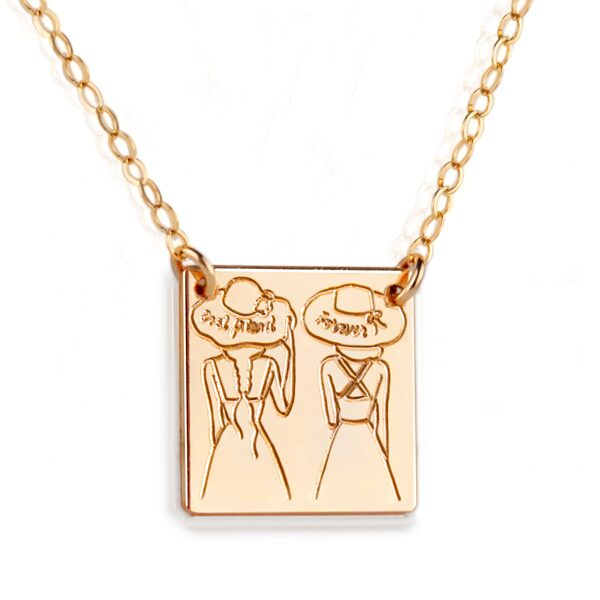 Kvadratinis Geriausių draugių kaklo papuošalas