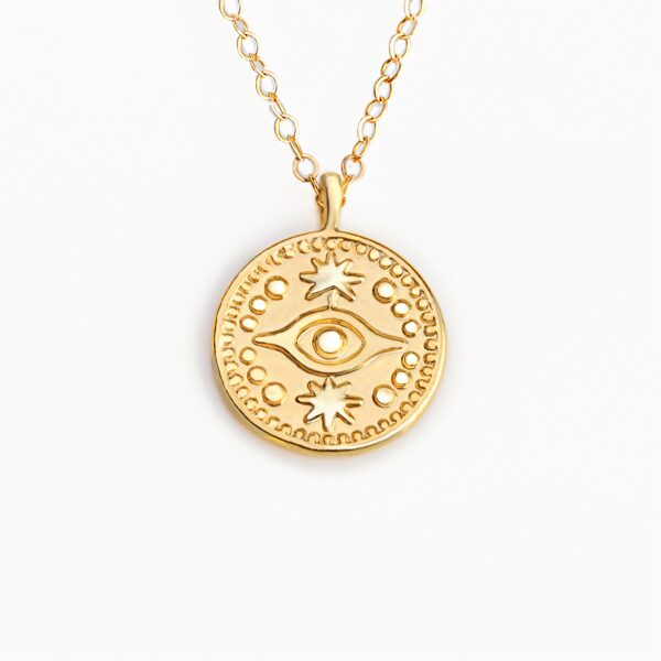 Apvalus kaklo papuošalas - Evil eye Medalionas.