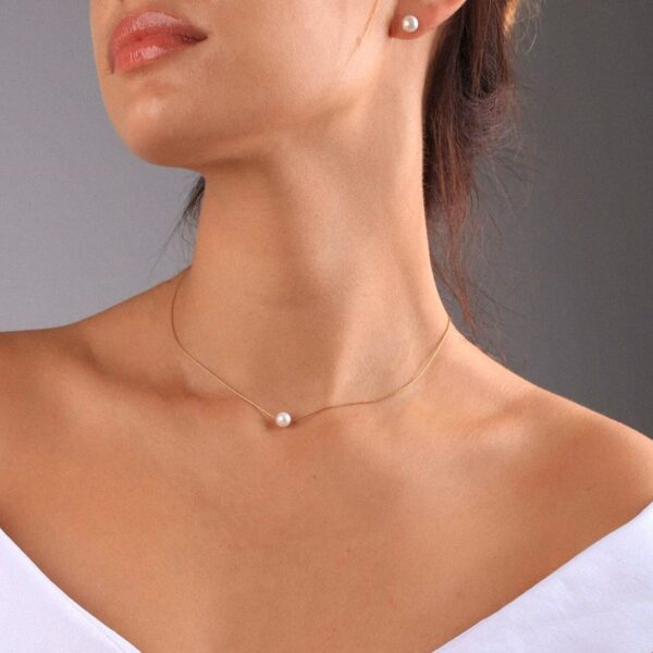 Minimalistinis gėlavandenio 7 mm perlo kaklo papuošalas moterims