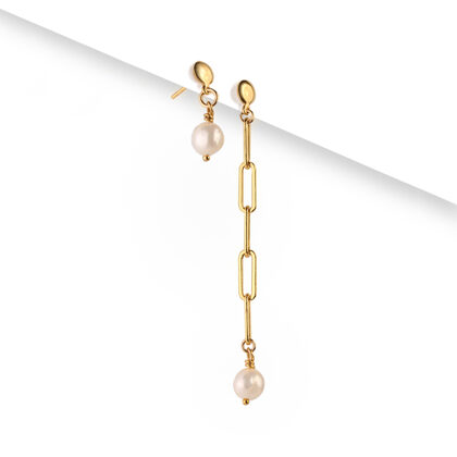 Asimetriniai auskarai, Ilgi auskarai, Auskarai su perlais, Asimetriniai auskarai su upinia