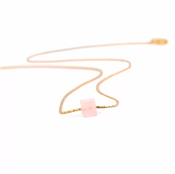 Pakabukas su rožiniu kvarcu, Minimalistinis pakabukas, Minimalistiniai papuošalai, Papuoša