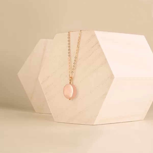 Rožunis kvarcas, Papuošalai su rožiniu kvarcu, Pakabukas su rožiniu kvarcu, Minimalistinis